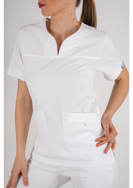 Business Model Soft Likra Beyaz Doktor Hemşire Hastane Scrubs Üniforma Takımı indirimleri
