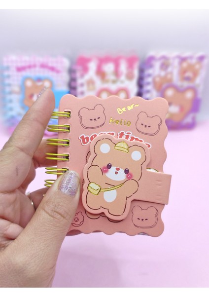 Hello Bear Cırtlı Cep Boy Sevimli Ayıcık Mini Not Defteri (7x8 Cm) - Kahverengi fiyatları