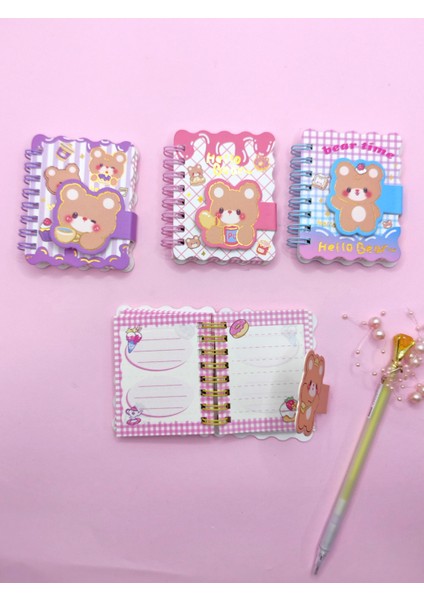 Hello Bear Cırtlı Cep Boy Sevimli Ayıcık Mini Not Defteri (7x8 Cm) - Kahverengi modelleri