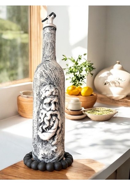 El Yapımı Antik Yüz Figürlü Yağdanlık, Sosluk, Sirkelik Cam Şişe Üzeri Taş Doku, Sunum Standlı fiyatları