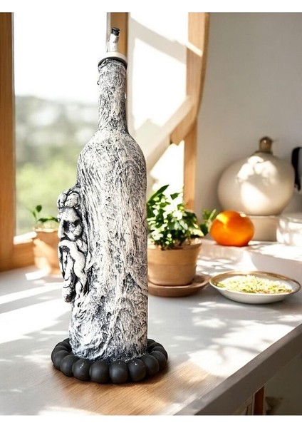 El Yapımı Antik Yüz Figürlü Yağdanlık, Sosluk, Sirkelik Cam Şişe Üzeri Taş Doku, Sunum Standlı fırsatları