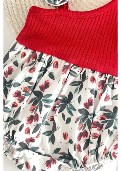 Kız Bebek Kokina Çiçeği Tek Omuz Romper Tulum