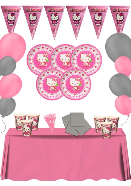 Hello Kitty Doğum Günü Parti Malzemeleri Süsleri Seti