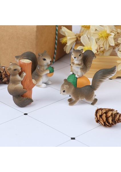 Adet Sincap Figürinleri Minyatür Peri Bahçe Gnome Moss Hediye Reçine El Sanatları (Yurt Dışından)