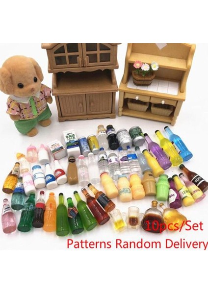 10 Adet/takım Mini Içecekler Minyatür Gıda Modelleri Dollhouse Aksesuarları (Desenler Rastgele Teslimat) (Yurt Dışından)