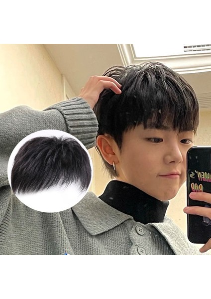 Peruk Erkek Postiş Kimyasal Fiber Yüksek Sıcaklık Fiber Ek Saç Örtüsü Gri Saç Doğal Nefes Alabilir Saç Takviye Parçası (Yurt Dışından) fırsatları