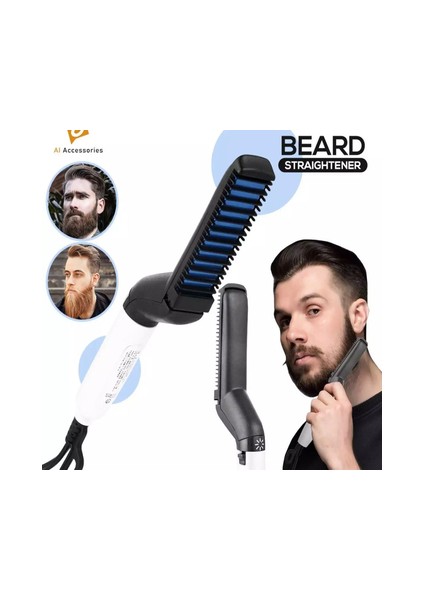 Erkekler Için Elektrikli Sakal Düzleştirici Çok Fonksiyonlu Iyonik Sakal Düzleştirme Saç Stili Elektrikli Sıcak Tarak - Mavi Tıklayabilir Koleksiyon'lar (Yurt Dışından) fiyatları