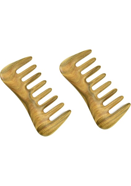 2x Geniş Dişli Saç Tarağı - Kıvırcık Saçlar Için Doğal Ahşap Tarak - Dolaşık Açıcı Için Statik Sandal Ağacı Saç Alma Ahşap Tarak (Yurt Dışından) fiyatları