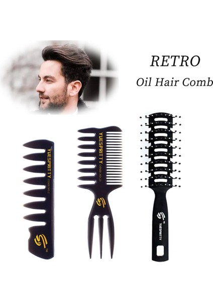 Erkek Retro Yağ Saç Tarak Trim Sakal Tarağı Kafa Masajı Sihirli Fırça Dokuz Satır Geniş Diş Tarak Ev Kuaförlük Araçları (Yurt Dışından)