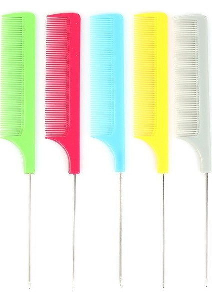 Sıcak Moda Renkli Ince Diş Tarak Metal Pin Anti-Statik Saç Stili Sıçan Kuyruğu Tarak 220X28X4MM Saç Şekillendirici Güzellik Araçları (Yurt Dışından) modelleri