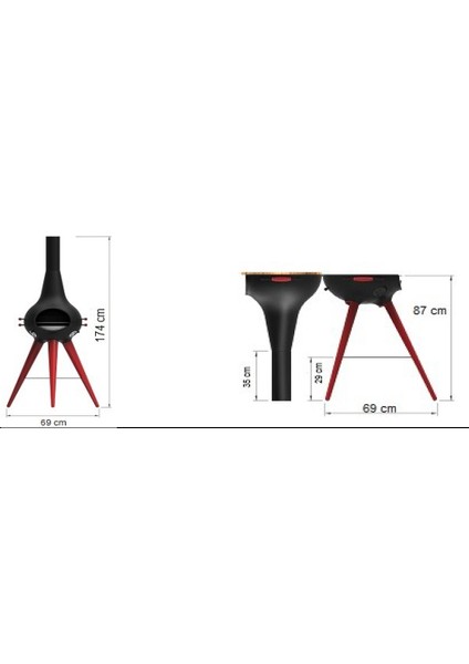 Cosa Barbekü Uzun Kırmızı Ayaklı