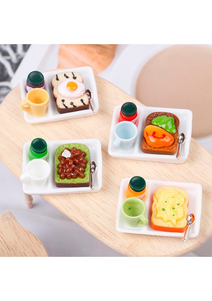 Dollhouse Minyatür Tost Ekmeği Reçel Yemek Tabağı Bardak Kaşık Seti Bebek Mutfak Oyuncak (Yurt Dışından) fiyatları