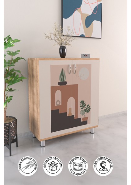 Pastel Life 4 Raflı Ayakkabılık Antre Hol Çok Amaçlı Ayakkabı Dolabı