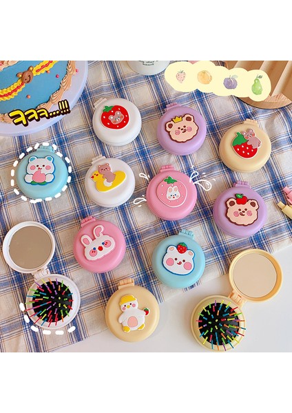 Sevimli Masaj Katlanır Ayna Tarak Taşınabilir Cep Küçük Seyahat Saç Fırçası (Yurt Dışından) fiyatları