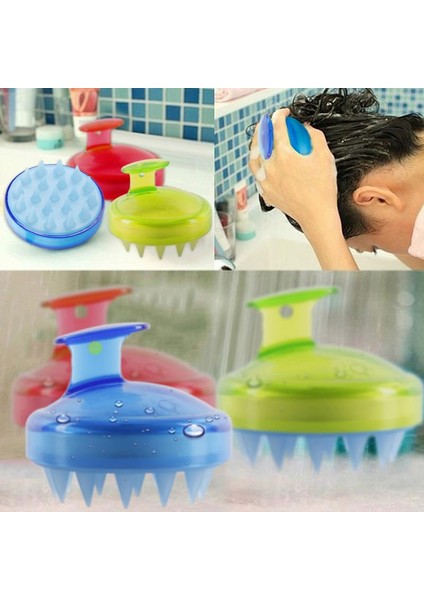 Renk Silikon Saç Derisi Şampuan Masaj Fırçası Saç Yıkama Tarak Mini Kafa Meridyen Masaj Geniş Diş Duş Banyo Fırçası (Yurt Dışından) modelleri