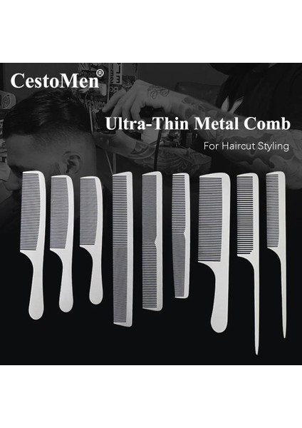 Cestomen Ultra-Ince Metal Saç Tarak K1-9 Salon Berber Paslanmaz Çelik Saç Kesme Kuaförlük Tarak Berber Stilist Haicut Araçları (Yurt Dışından)