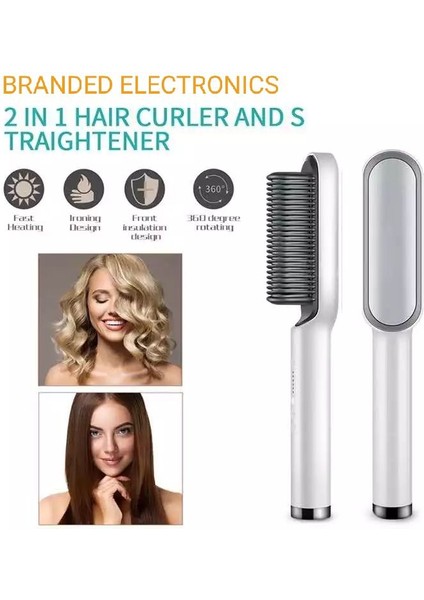 Saç Düzleştirici Tarak 2'si 1 Arada Saç Sıcak Tarak Haşlanma Önleyici Saç Düzleştirici Tarak (Yurt Dışından)