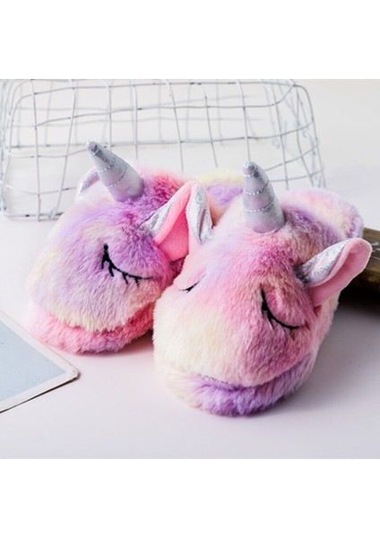 Hayvan Karikatür Çocuk Yumuşak Sıcak Unicorn Terlik Kızlar Için Gökkuşağı Ünikorn Kigurumi Pijama Ayakkabı Kız Terlik Çocuklar Için (Yurt Dışından) modelleri