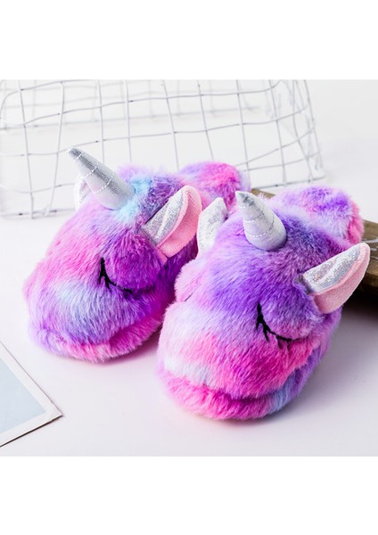 Hayvan Karikatür Çocuk Yumuşak Sıcak Unicorn Terlik Kızlar Için Gökkuşağı Ünikorn Kigurumi Pijama Ayakkabı Kız Terlik Çocuklar Için (Yurt Dışından) fırsatları