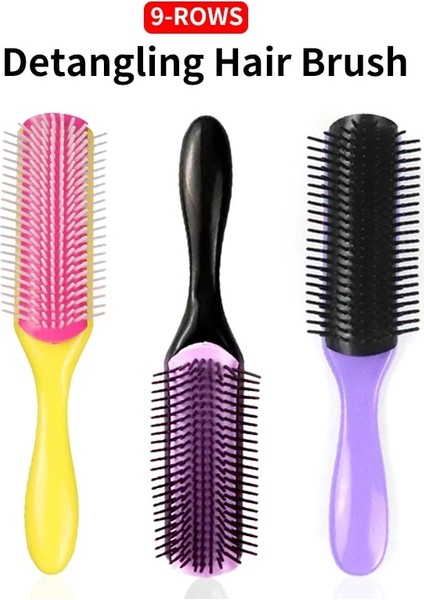 Profesyonel Salon 9-Satır Dolaşık Açıcı Şekillendirici Tarak Saç Fırçaları Kuru Islak Düz Kıvırcık Saç Tarak Baş Masaj Aleti Saç Fırçası (Yurt Dışından)