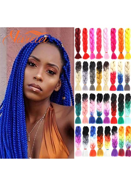 Sentetik Jumbo Örgü 24 Inç Ombre Örgü Saç Uzantıları Kadınlar Için Dıy Cochet Saç Örgüler Mor Pembe Sarı Mavi Yeşil (Yurt Dışından)