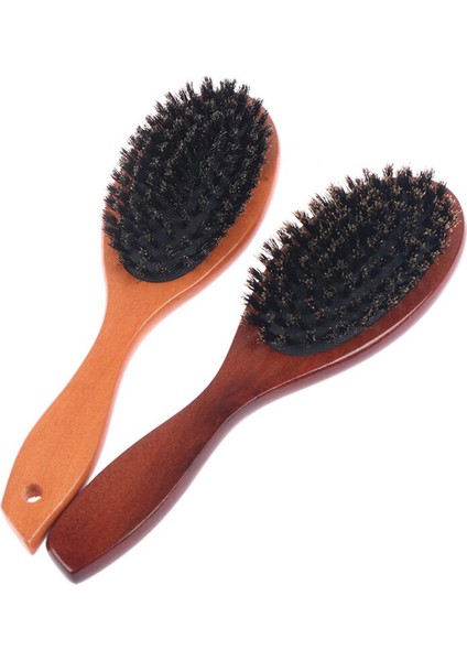 Doğal Domuzu Kıl Saç Fırçası Kadın Erkek Çocuk Yumuşak Kıllar Fırça Saç Tarak Parlatıcı Doku Geri Yükleme Ahşap Saplı Saç Fırçası (Yurt Dışından)