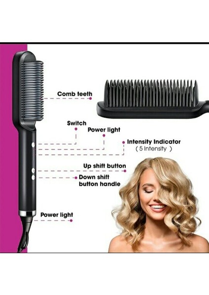 3 Isı Seviyeli 2'si 1 Arada Iyonik Düzleştirme Fırçası Hızlı Seramik Isıtma Haşlanma Önleyici Tarak (Yurt Dışından) fırsatları