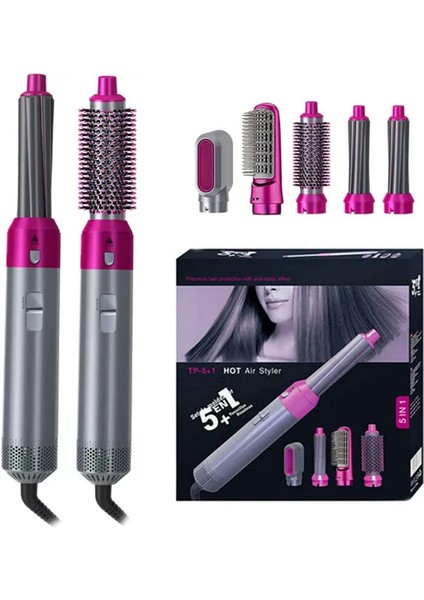 5'i 1 Arada Saç Kurutma Makinesi, Düzleştirici, Bukle Maşası, Elektrikli Saç Tarağı, Saç Kıvırma Fırçası (Yurt Dışından)