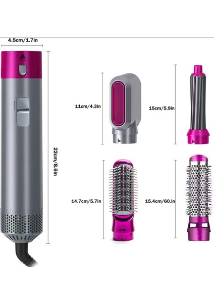 5'i 1 Arada Saç Kurutma Makinesi, Düzleştirici, Bukle Maşası, Elektrikli Saç Tarağı, Saç Kıvırma Fırçası (Yurt Dışından) fırsatları