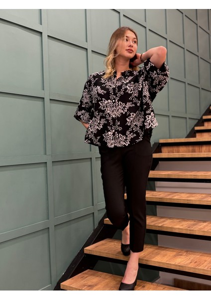 Kadın Truvakar Kollu Çiçek Desenli Şifon Gömlek fiyatları