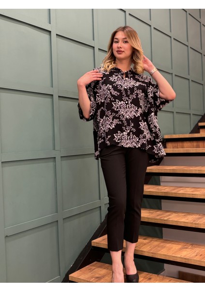 Kadın Truvakar Kollu Çiçek Desenli Şifon Gömlek fırsatları