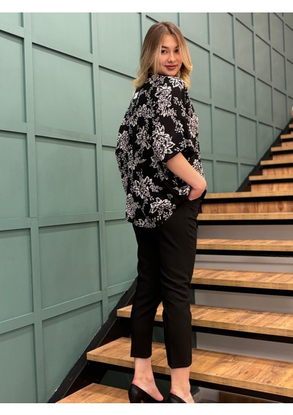 Kadın Truvakar Kollu Çiçek Desenli Şifon Gömlek indirimleri