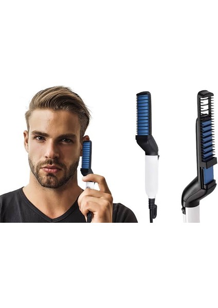 Erkekler Için Sakal Düzleştirici Çok Fonksiyonlu Elektrikli Iyonik Sakal Düzleştirici Saç Stili Sıcak Tarak Saç ve Sakal Düzleştirici - Mavi (Yurt Dışından) modelleri