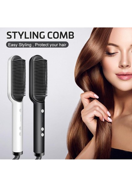 Kızlar Için Saç Düzleştirici Fırçası Kızlar Için Saç Düzleştirici Fırçası Elektrikli Isıtmalı Tarak Hızlı Sakal Saç Şekillendirici Aracı, Seyahat, Evde Profesyonel Salon (Yurt Dışından)