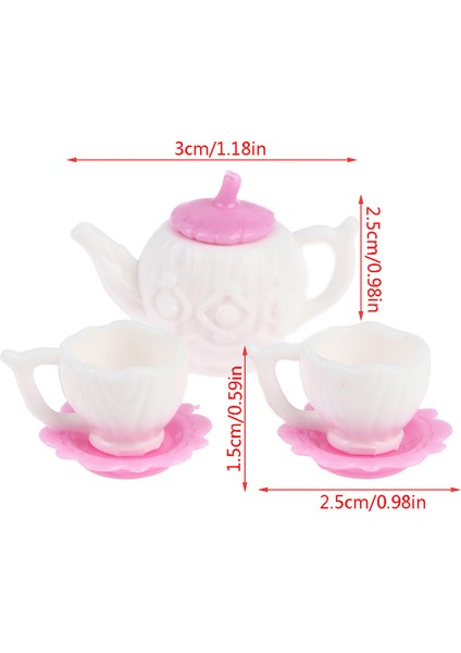 Dollhouse Minyatür Çaydanlık Su Isıtıcısı Kahve Fincanı Tabağı 3 Adet Set Aksesuarları (Yurt Dışından) modelleri