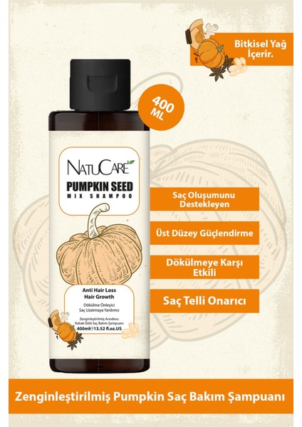 Natucare Üst Düzey Pumpkin Saç Bakım Şampuanı 400 ml
