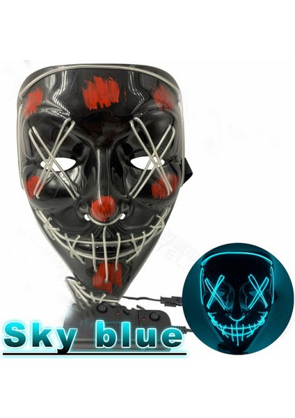 Cadılar Bayramı Dekorasyon LED Maske Light Up Parti Neon Maske Cosplay Korku Maskesi Cadılar Bayramı Partisi Dekoru Sahne Aksesuarları (Yurt Dışından)