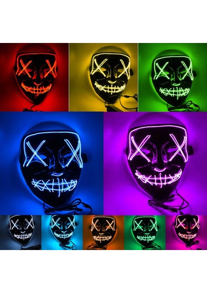 Cadılar Bayramı Dekorasyon LED Maske Light Up Parti Neon Maske Cosplay Korku Maskesi Cadılar Bayramı Partisi Dekoru Sahne Aksesuarları (Yurt Dışından) modelleri
