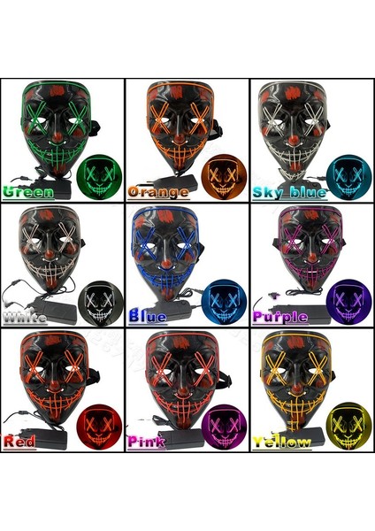 Cadılar Bayramı Dekorasyon LED Maske Light Up Parti Neon Maske Cosplay Korku Maskesi Cadılar Bayramı Partisi Dekoru Sahne Aksesuarları (Yurt Dışından) fırsatları