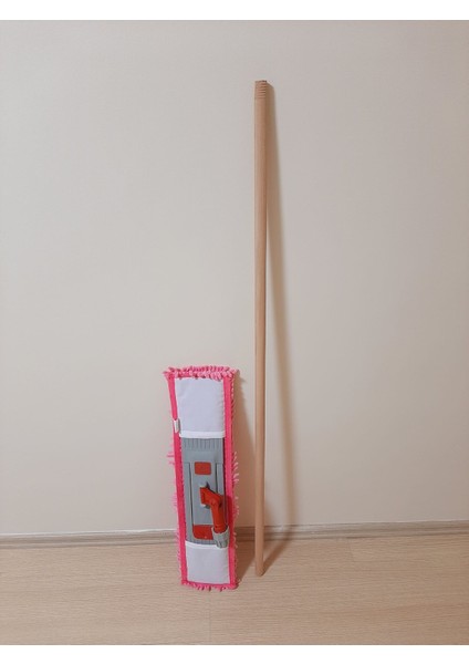 Makarna Mop Takımı 60CM (Makarna Mop Tutma Aparatı ve Ahşap Sapı) Mop Temizlik Aleti