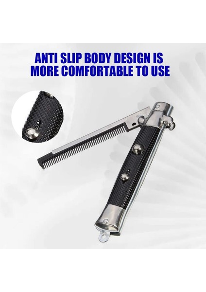 Katlanır Saç Tarağı Sakal Tarağı Kıllar Fırça Paslanmaz Çelik Basın Düğmesi Anahtarı Güzellik Taraklar Erkek Kadın Saç Stili Aksesuarları (Yurt Dışından) fırsatları