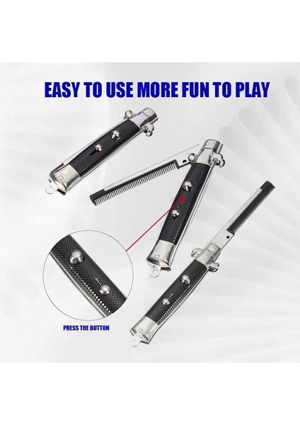 Katlanır Saç Tarağı Sakal Tarağı Kıllar Fırça Paslanmaz Çelik Basın Düğmesi Anahtarı Güzellik Taraklar Erkek Kadın Saç Stili Aksesuarları (Yurt Dışından) indirimleri