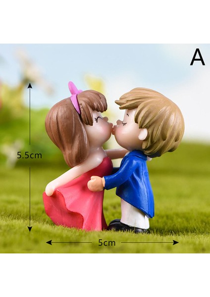 Romantik Çiftler Dıy Minyatür Heykelcik Bahçe Dollhouse Dekor Mikro Manzara (Yurt Dışından)