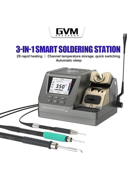 Gvm H3 Akıllı Ayarlanabilir Lehim Istasyonu 3 Kollu (T115-T210-T245 3 Kol+3 Uçlu )