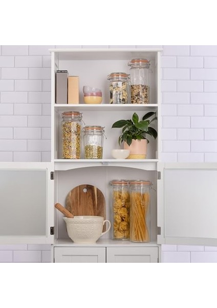 Metrashop Spagetti Faset Kavanoz, Mandallı Kilitli, 2 Litre Konserve Kavanozu, Şeffaf, 2 Litre