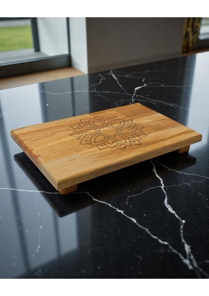 30X20CM 1 Adet Küçük Boy, Sunum, Kesme Tahtası Motifli, Mandala Desenli 4 Ayaklı, Mutfak Eşyası fiyatları