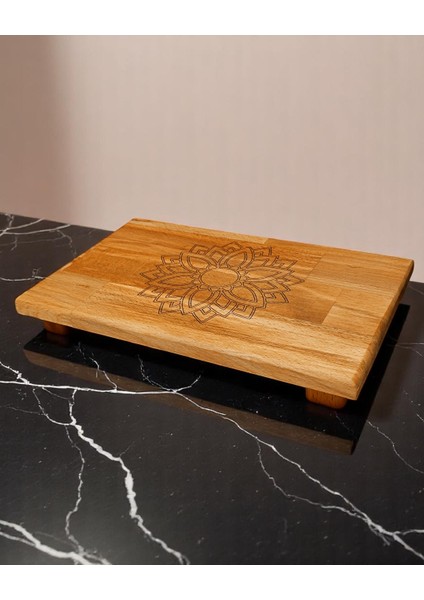 30X20CM 1 Adet Küçük Boy, Sunum, Kesme Tahtası Motifli, Mandala Desenli 4 Ayaklı, Mutfak Eşyası fırsatları