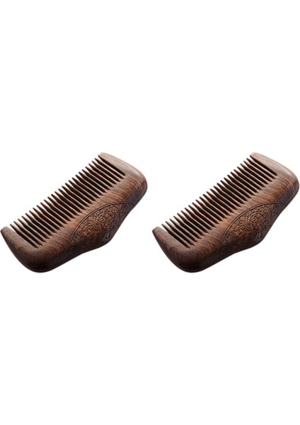 2x Cep Tarak Sandal Ağacı Yeşil Doğal Süper Dar Dent Ahşap Taraklar Statik Bit Sakal Tarağı Saç Sandal Ağacı Tarak (Yurt Dışından)