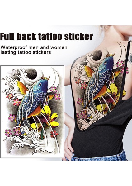 Büyük Büyük Tam Arka Göğüs Dövme Büyük Dövme Çıkartma Balık Kurt Kaplan Ejderha Su Geçirmez Geçici Flaş Dövmeler (Yurt Dışından) fiyatları