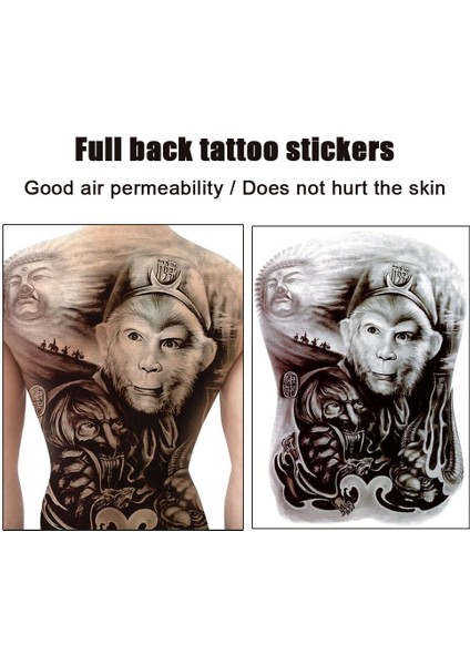 Büyük Büyük Tam Arka Göğüs Dövme Büyük Dövme Çıkartma Balık Kurt Kaplan Ejderha Su Geçirmez Geçici Flaş Dövmeler (Yurt Dışından) indirimleri